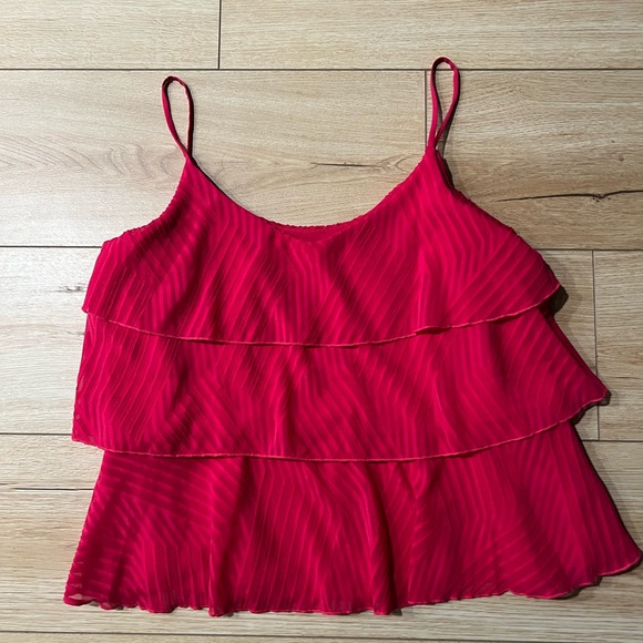 AMADI (Anthropologie) - Hot Pink Strappy Tiered Ruffle Camisole - Picture 1 of 4